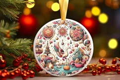 Round Christmas Ornament Sublimation|Clipart Product Image 1