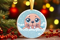Round Christmas Ornament Sublimation|Clipart Product Image 2