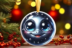 Christmas Turtle Round Ornament Sublimation PNG Product Image 3