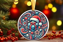 Round Christmas Ornament Sublimation|Clipart Product Image 2