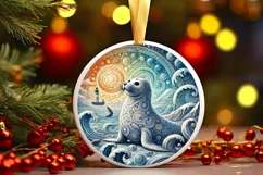 Round Christmas Ornament Sublimation|Clipart Product Image 1