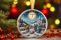 Round Christmas Ornament Sublimation|Clipart Product Image 1
