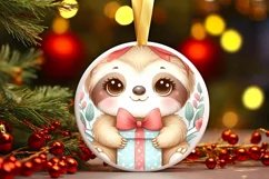 Cute Baby Sloth Winter Gift Box PNG Product Image 3