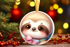 Cute Baby Sloth Winter Gift Box PNG Product Image 3