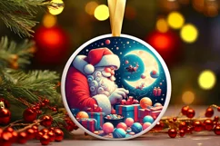 Round Christmas Ornament Sublimation|Clipart Product Image 1