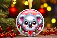 Christmas Koala Round Ornament Sublimation PNG Product Image 1