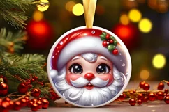 Christmas Santa Claus Round Ornament Sublimation PNG Product Image 3