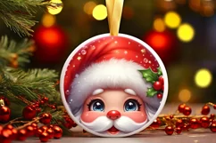 Christmas Santa Claus Round Ornament Sublimation PNG Product Image 1