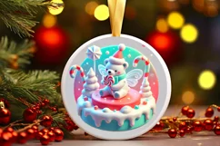 Round Christmas Ornament Sublimation|Clipart Product Image 2