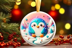 Melting Penguin Round Ornament Sublimation PNG Product Image 3