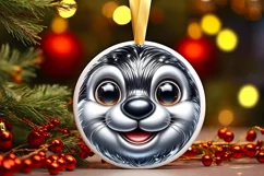 Christmas Otter Round Ornament Sublimation PNG Product Image 1