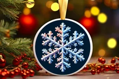 Snow Flake Christmas Round Cute Ornament Sublimation Product Image 2