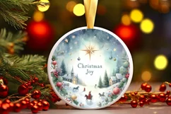 Winter Scene Christmas Circle Sublimation PNG Product Image 3