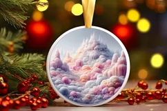 Pastel Winter Scene Round Sublimation PNG Product Image 1