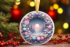 Pastel Winter Scene Round Sublimation PNG Product Image 1