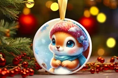Winter Baby Squirrel Ornament Sublimation PNG Product Image 3
