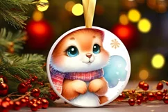 Winter Baby Squirrel Ornament Sublimation PNG Product Image 1