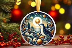 Round Christmas Ornament Sublimation|Clipart Product Image 1