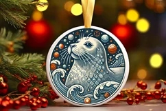 Round Christmas Ornament Sublimation|Clipart Product Image 1