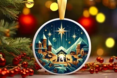 Round Christmas Ornament Sublimation|Clipart Product Image 1