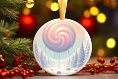 Pastel Winter Scene Round Sublimation PNG Product Image 3