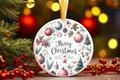 Christmas Charm Round Ornament Sublimation PNG Product Image 3