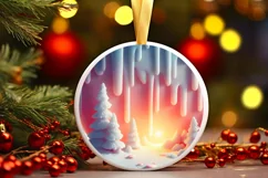 Pastel Winter Scene Round Sublimation PNG Product Image 3
