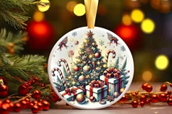 Round Christmas Ornament Sublimation|Clipart Product Image 2