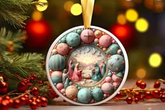 Round Christmas Ornament Sublimation|Clipart Product Image 1