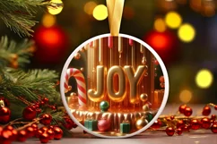 Joy Christmas Round Cute Ornament Sublimation Product Image 2