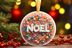 Noel Christmas Round Cute Ornament Sublimation Product Image 2