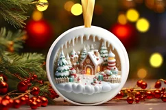 Winter Christmas Round Sublimation PNG Product Image 3