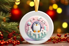 Round Christmas Ornament Sublimation|Clipart Product Image 2