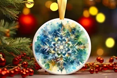Snow Flake Christmas Round Cute Ornament Sublimation Product Image 2