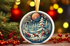 Round Christmas Ornament Sublimation|Clipart Product Image 2