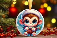 Round Christmas Ornament Sublimation|Clipart Product Image 2