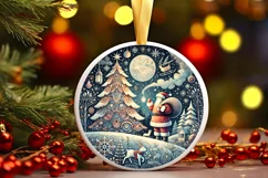 Round Christmas Ornament Sublimation|Clipart Product Image 2