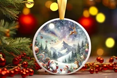 Watercolor Christmas Magic Round Sticker PNG Product Image 1