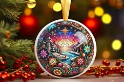 Round Christmas Ornament Sublimation|Clipart Product Image 2