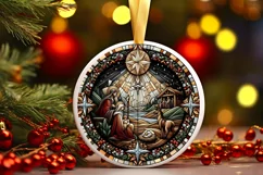 Round Christmas Ornament Sublimation|Clipart Product Image 1