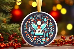 Round Christmas Ornament Sublimation|Clipart Product Image 2