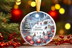 Watercolor Christmas Scene Sublimation PNG Product Image 3