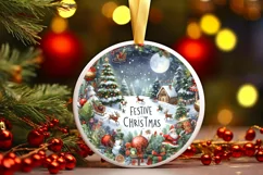Watercolor Christmas Scene Sublimation PNG Product Image 1
