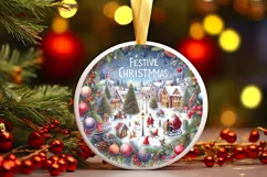 Watercolor Christmas Scene Sublimation PNG Product Image 1