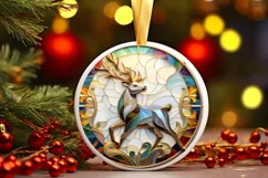 Christmas Round Cute Reindeer Ornament Sublimation Product Image 2