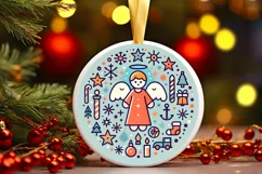 Round Christmas Ornament Sublimation|Clipart Product Image 2