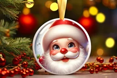 Santa Claus Christmas Round Ornament Sublimation PNG Product Image 1