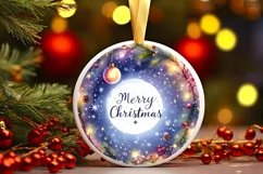 Watercolor Christmas Twinkle Round Sticker PNG Product Image 1