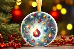 Watercolor Christmas Twinkle Round Sticker PNG Product Image 3