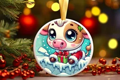 Round Christmas Ornament Sublimation|Clipart Product Image 2